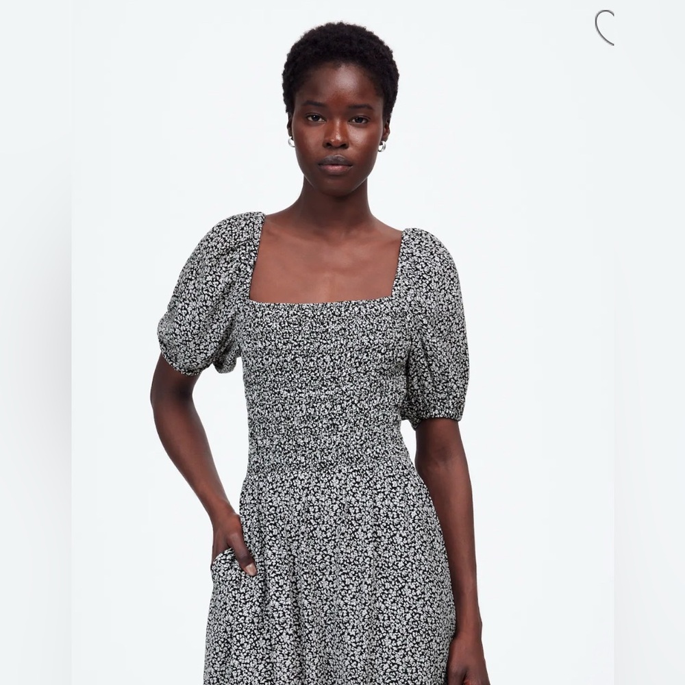 NWT Madewell smocked puff-sleeve midi dress - size 6